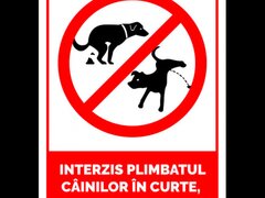 Semn interzis plimbatul cainilor in curte